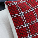 Axyaa Red Plaid Retro Cushion Cover for Festive Home Decor (45x45cm)