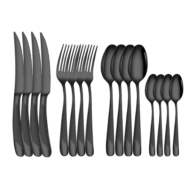 Axyaa Stainless Steel Star Steak Set: Knife, Fork, Spoon, Coffee Spoon