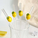 Axyaa Lemon Glass Straws: 5Pcs Reusable Decorative Drinkware for Smoothies & Cocktails