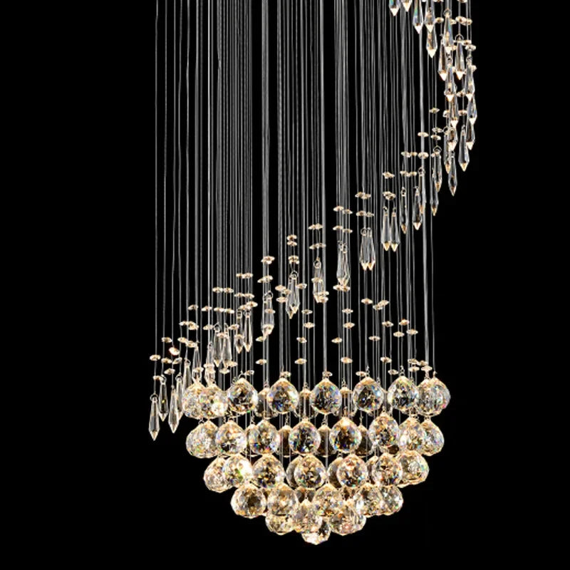 Stainless Crystal Chandelier for Modern Living Room Staircase, LED Home Lighting by Axyaa