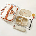 Axyaa 3 Grids Detachable Plastic Lunch Box, Microwave Safe Bento Container