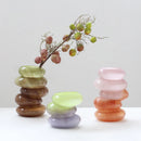 Axyaa Geometric Pebble Stack Glass Vase Gradient Color Flower Caterpillar Arrangement