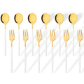 Axyaa 12Pcs Gold Mirror Stainless Steel Fork Spoon Set for Kitchen Dinnerware