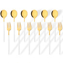 Axyaa 12Pcs Gold Mirror Stainless Steel Fork Spoon Set for Kitchen Dinnerware