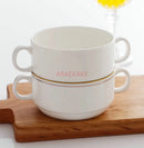 Axyaa Double Ear Ceramic Breakfast Bowl Soup Cup Dessert Cup