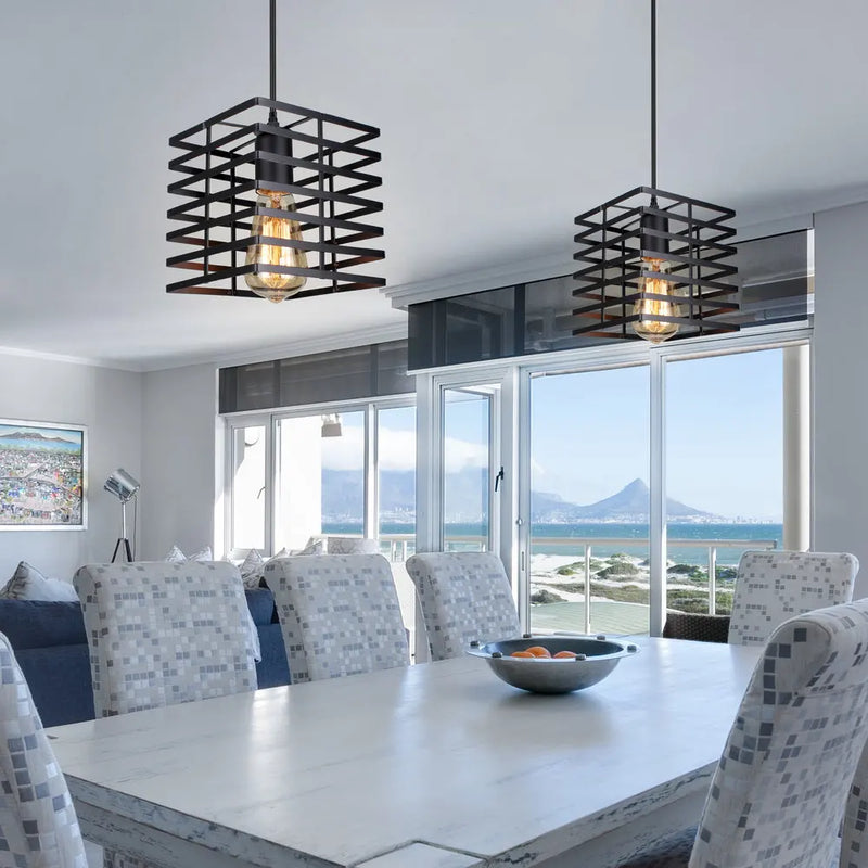 Axyaa Retro Loft Cage Pendant Light Industrial Vintage Kitchen Island Lamp