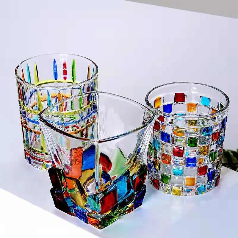 Axya Handmade Geometric Pattern Wine Glass Cocktail Glass - Perfect Gift