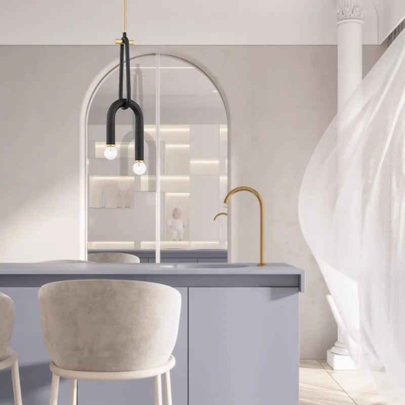 Axyaa U Shape Chandelier: Luxury Designer LED Living Room Lighting Fixtures