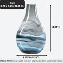 Axyaa Large Blue Glass Vase - Handmade 14" Tall Home Decor Centerpiece