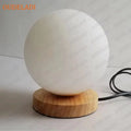 Axyaa Solid Wood Glass Night Light Desk Lamp, Warm E27 Glow for Bedroom, Living Room