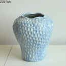 Axyaa Strawberry Blue Porcelain Vase | Table Decoration & Room Floral Vases