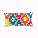Axyaa Floral Alpaca Elephant Embroidered Lumbar Pillow Cover - Boho Style