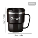 Axyaa Stainless Steel Double-Layer Insulated Coffee Cup With Handle and Sealed Lid