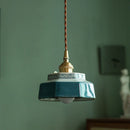 Axyaa Ceramic Copper Pendant Lamp Vintage LED Freehand Painting Pendant Light