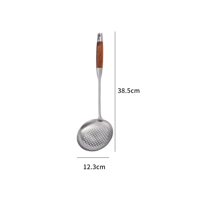 Axyaa Stainless Steel Wooden Handle Kitchen Utensils Set