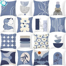 Axyaa Abstract Geometric Pillowcase in Nordic Blue Purple - Peach Skin Fabric