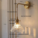Axyaa Modern Flower Glass LED Wall Lamp - Pull Chain Bedroom Balcony Decor