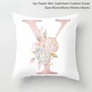 Axyaa Pink Letterwork Cushion Cover 45*45cm, Wedding Party Decor, Elegant Wedding Pillow