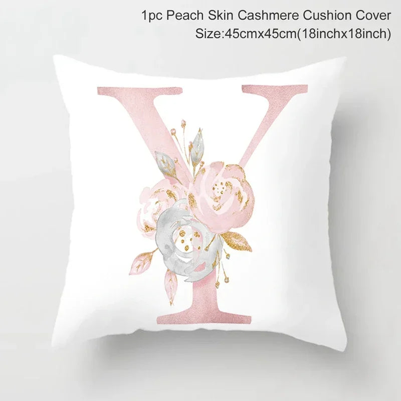 Axyaa Pink Letterwork Cushion Cover 45*45cm, Wedding Party Decor, Elegant Wedding Pillow