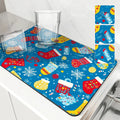 Christmas Gloves Snowflake Drying Mat by Axyaa: Non-Slip Absorbent Table Mat
