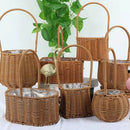 Axyaa Hand-Woven Rattan Flower Basket with Handle