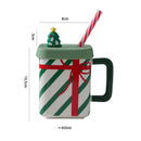 Axyaa 450ML Ceramic Santa Claus Mug With Lid & Straw - Couples Christmas Gift
