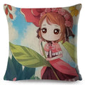 Axyaa Beautiful Girl Pattern Linen Pillowcase for Living Room and Bedroom