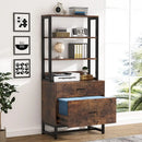 Axyaa Vertical File Cabinet with Lock & Bookshelf | Modern Filing Cabinet & Printer Stand