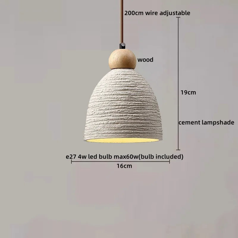 Axyaa LED Pendant Lights Modern Style Cement Wood Hanging Lamp
