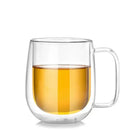 Axyaa Double-Layer Glass Mug with Handle, Heat-Resistant, Kawaii Design