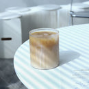 Axyaa Ribbed Vertical Striped Glass Tumbler Cup, 300ml Heat Resistant for Various Drinks