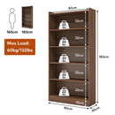 Axyaa 6-Tier Brown Bookcase, 72-inch Tall Modern Library Storage Bookshelf