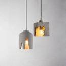Axyaa Nordic Adjustable Height Iron Cement Chandeliers Pendant Lights for Home Office