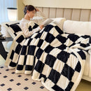 Axyaa Checkerboard Double Layer Fleece Blanket - Soft & Warm Plush Throw Blanket