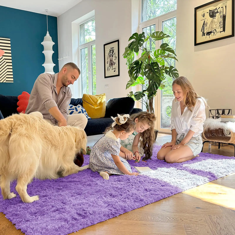 Axyaa Kids Bedroom Shaggy Carpet: Soft, Fluffy, Cozy Rugs for Boys and Girls