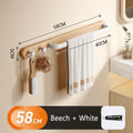 Axyaa Space Aluminum Towel Rack with Hooks and Wood Rod