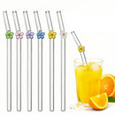 Axyaa Glass Straw Set - Sturdy & Durable Colored Glass Straws for Smoothies & Milkshakes