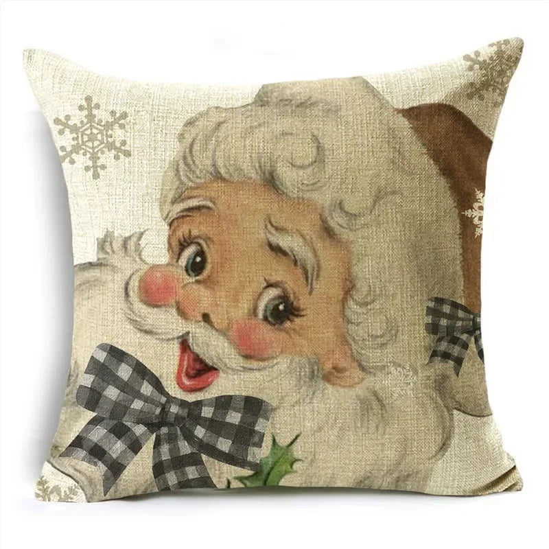 Axyaa Christmas Throw Pillow Covers - Zigzag Reindeer Red Pillowcase