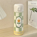Axyaa Cartoon Tulip Thermos Cup with Straw, Leak-Proof Travel Water Bottle