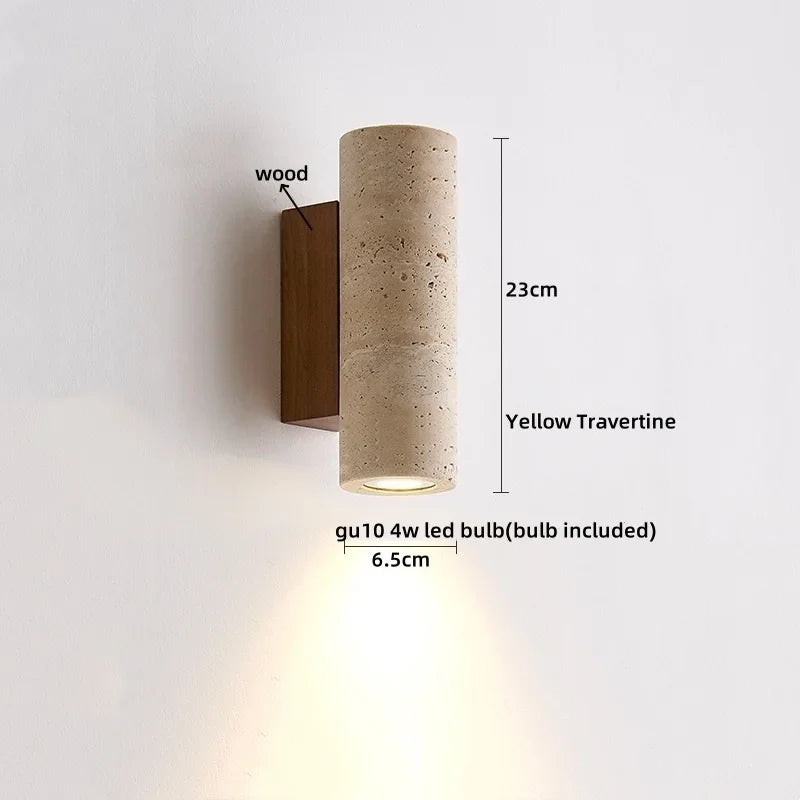 Axyaa Round Yellow Travertine LED Wall Light for Creative Room Decor