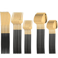Axyaa Stainless Steel Black Cutlery Set 30Pcs Western Kitchen Silverware