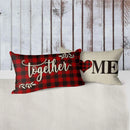 Axyaa Red Black Plaid Valentine’s Day Linen Pillow Cover 30x50 40x60