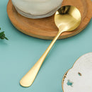 Axyaa Golden Stainless Round Teaspoons Long Handle Dessert Coffee Spoons