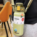 Axyaa Stainless Steel Vacuum Flask with Straw and Portable Strap