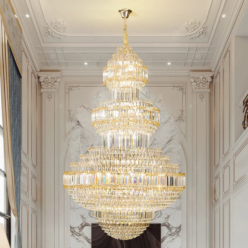 Axyaa Crystal Duplex Chandelier for Luxury Villa Living Rooms