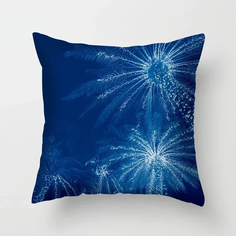 Blue Pattern Cushion Cover 45*45cm Pillowcase for Bedroom Sofa Home Decor by Axyaa