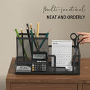 Axyaa Mesh Desk Organizer with Pencil Holder, 3 Compartments, Black