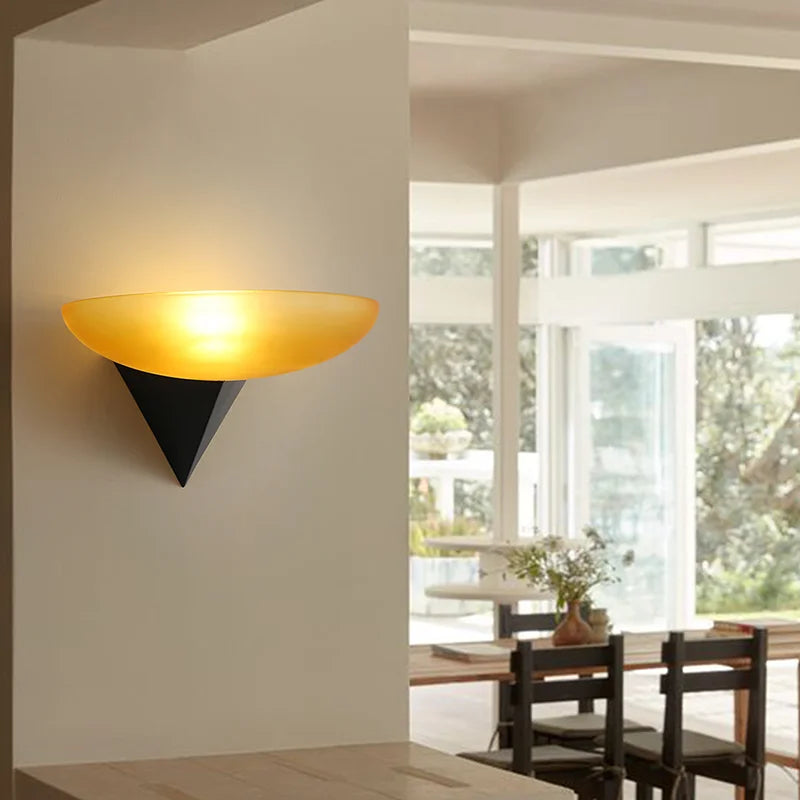 Axyaa Retro Yellow Glass Wall Sconce LED Light Fixtures