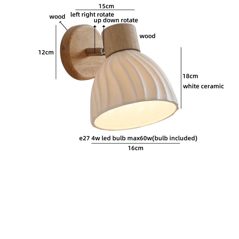 Axyaa Ceramic LED Wall Sconce: Japanese Style, White Glazed, Indoor Art Fixture