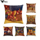 Axyaa Floral Print Linen Pillowcase 45*45cm for Home Decor